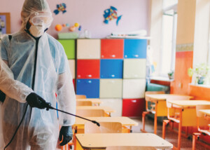 disinfecting classroom